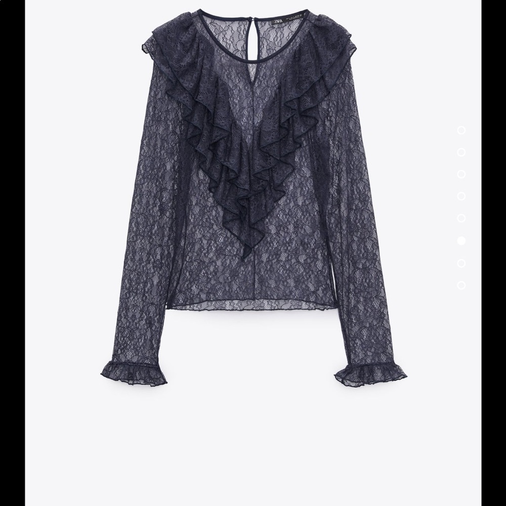 ZARA RUFFLED LACE TOP. - Picture 4 of 6